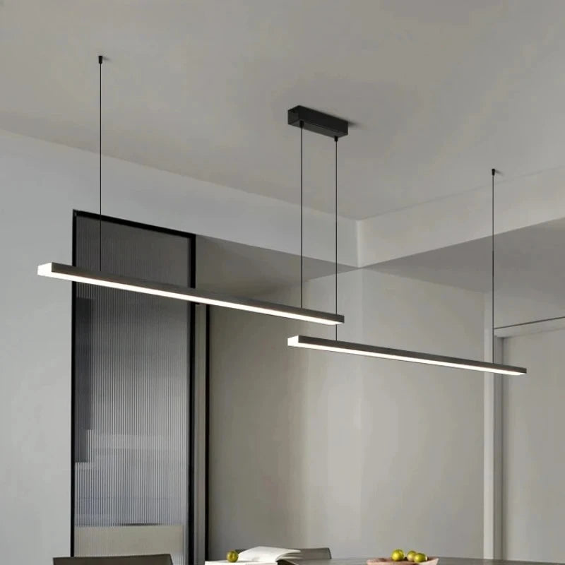 Modern Nordic Pendant Light Minimalist Long Black Hanging Lamp Home Decoration LED Chandeliers for Living Dining Room Office Bar