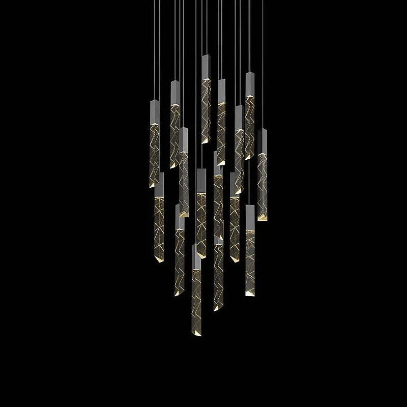 Modern Loft LED Chandelier K9 Crystal Chrome Duplex Stair Chandelier Living Room Hotel Ceiling Hanging Light Luxury Pendant Lamp