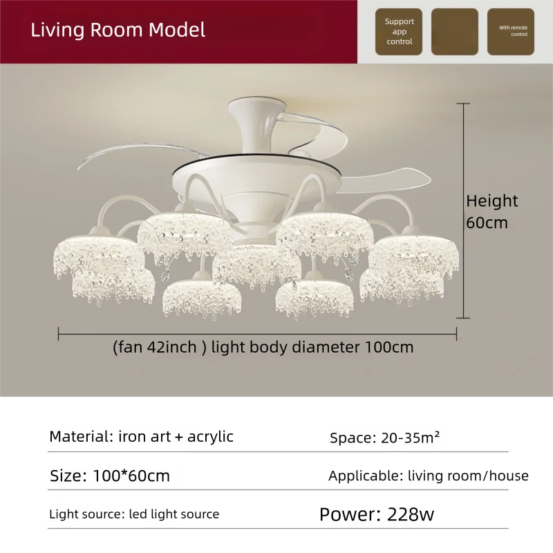Fan Light 2026 New Living Room Light Luxury High end Italian Minimalist Restaurant Ceiling Fan Light Whole House Lighting Fixtures