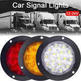 Universal Round LED Rear Tail Lights - 12V 24V Turn Signal Brake Stop Reverse Lamp