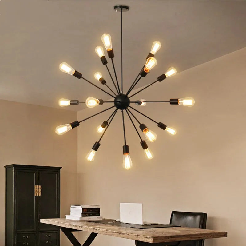 Modern Chandeliers Pendant Lamps Industrial Stair Lighting Fixtures Black Tube Spider Hanging Lamp Living Room Lighting Fixture
