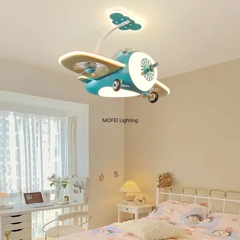 Nordic Lamp Modern Led Ceiling Light Without Blades Kids Bedroom Multifunctional Ceiling Fan Lighting Fixture LED Remote Control