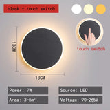 Modern Minimalist Round LED Wall Lamp - Touch Switch & Motion Sensor Porch Light
