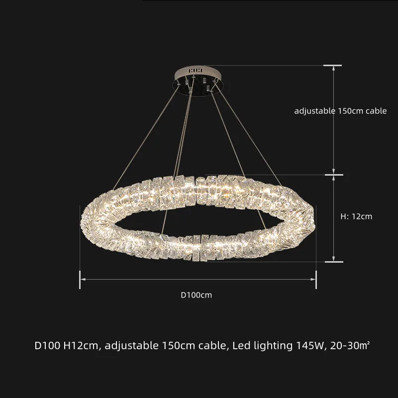 Modern Luxury K9 Crystal Led Dimmable Pendant Lights Living Dining  Room Ring Hanging Lamp Lustre Led Suspend Lamp Decor Fixture