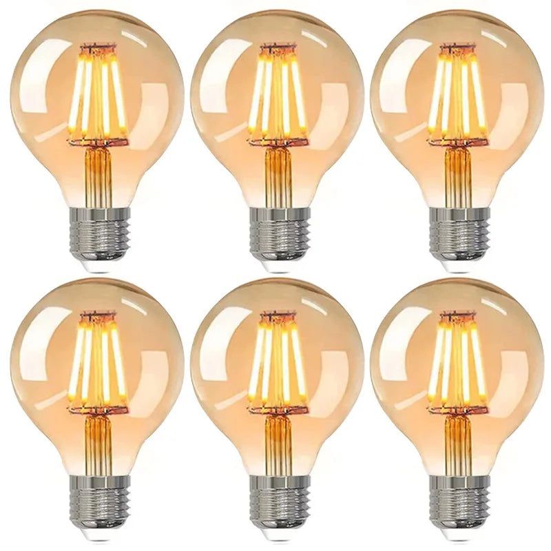 Edison Light Bulb T45 ST64 G80 G95 G125 4W 6W 8W 220V 110V Filament LED Bulb Retro E27 Warm Yellow Living Room and Bedroom Light