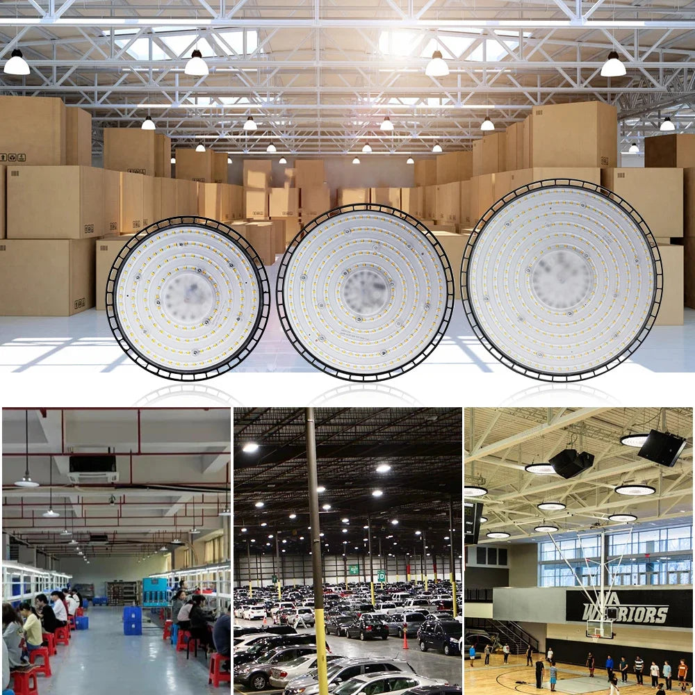 220V UFO LED High Bay Light (100W/150W/200W) - Super Bright IP65 Waterproof Industrial Lighting for Warehouse & Factory