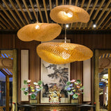 Handmade Bamboo Weaving LED Pendant - Vintage Rattan Hanging Chandelier