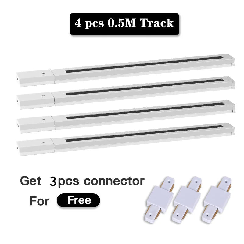 LED Track Light System & Rail Kit - Modern Ceiling Floodlight Spot Lighting Fixture for Living Room, Bedroom, Office & Clothing Store