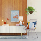 Terrazzo Table Lamp with White Drum Shade, 16.75" Book Lights Table Desk Lamps