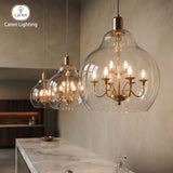 Caren Lighting Dreamy Light Giant Chandelier Black Electroplated Transparent Glass King Edison Ghost Pendant Hand-Blown