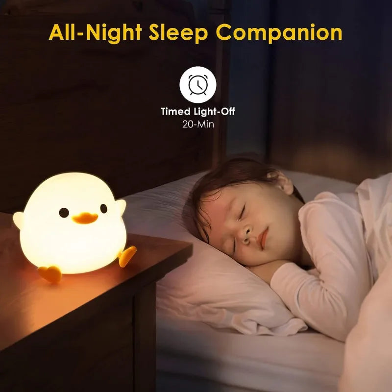 Cartoon Bean Duck Silicone Lamp Led DoDo Duck Cute Night Light Nursery Nightlight Rechargeable Table Lamp for Bedroom Bedside