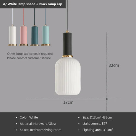 Nordic Retro restaurant colorful Glass pendant lights Creative living room Lamp Simple bedside lamp LED E27 light