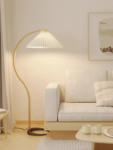 French Pleated Log Floor Lamp Nordic Retro Hall Sofa Reading Station Lamp Cloth Lampshade Light Suitable For Living Room Bedroom