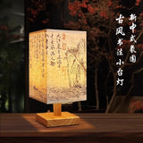 Chinese Style Dimmable LED Table Lamp with Square Fabric Shade - Bedside Desk Light