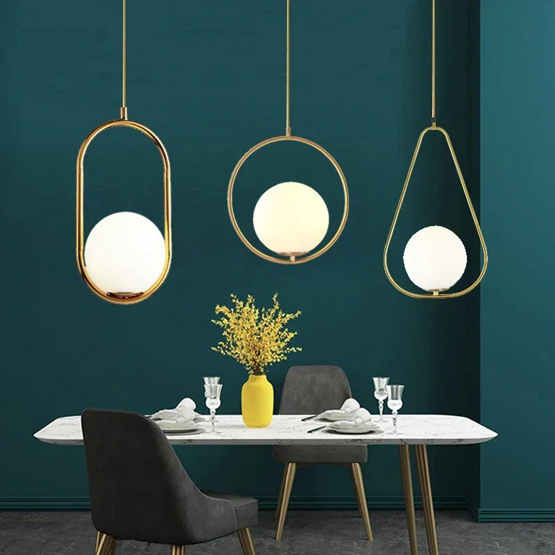 Modern Nordic Glass Ball Pendant Light - Minimalist Hanging Ceiling Fixture for Living Room, Dining Room & Bedroom Decor