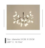 Nordic Circular Chandelier Living Room Kitchen Corridor Postmodern Tree Branch Design Firefly LED Pendant Light Led Lamp