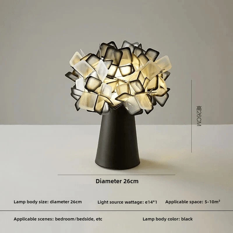 Nordic Italian Designer Flower LED Table Lamp (E14 Bulb Base) - Simple Modern Creative Accent Desk Light for Bedroom Bedside & Living Room Decor