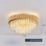 Modern round square layered crystal chandelier black gold luxury Led ceiling lamp living room main lamp villa foyer lighting
