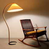 Nordic Creative Natural Wood Walnut Pleated LED Floor Lamp Living Room Bedroom Study Reading Light Indoor Decor Lighting Fixture