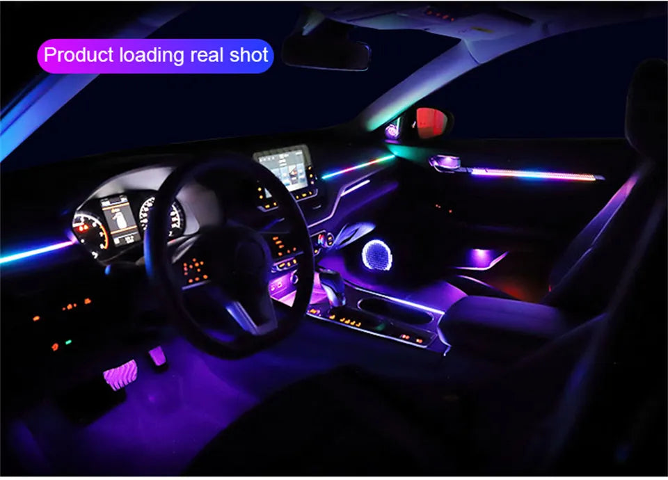 18 In 1 ha condotto le luci ambientali auto interno LED acrilico striscia  luce RGB 64 colore luce guida fibra ottica decorazione atmosfera lampada -  AliExpress