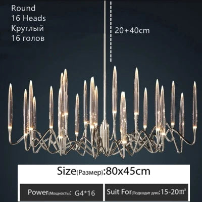 Luxury Crystal Pendant Chandelier Nordic Tree Branch Candle Shaped Indoor Lighting Living Room Bedroom Led Decoration Light