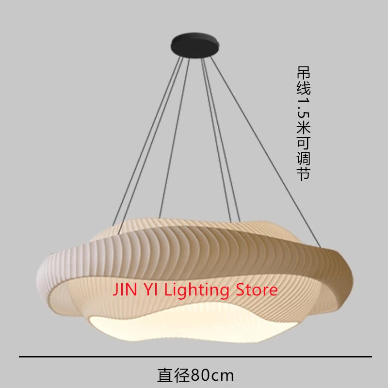 Fabric Bedroom Pendant Lamp  Aesthetic Art Restaurant Bar Table Lamp, Modern Designer Fish Bone Shaped Lighting Fixture