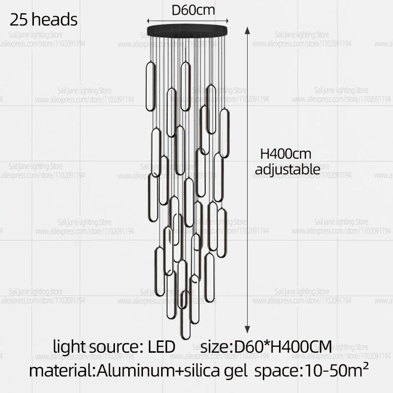 Minimalist Chandelier Nordic Hanging Modern LED Pendant Light Living Room Restaurant Villa Loft Ceiling Staircase Pendant Light