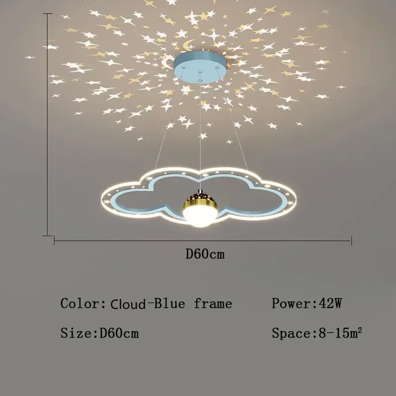 Modern Creative Star Children&#39;s Room LED Chandeliers for Bedroom Study Design Ring Lamp Home Decors Cartoon Warm Lighting Fixture