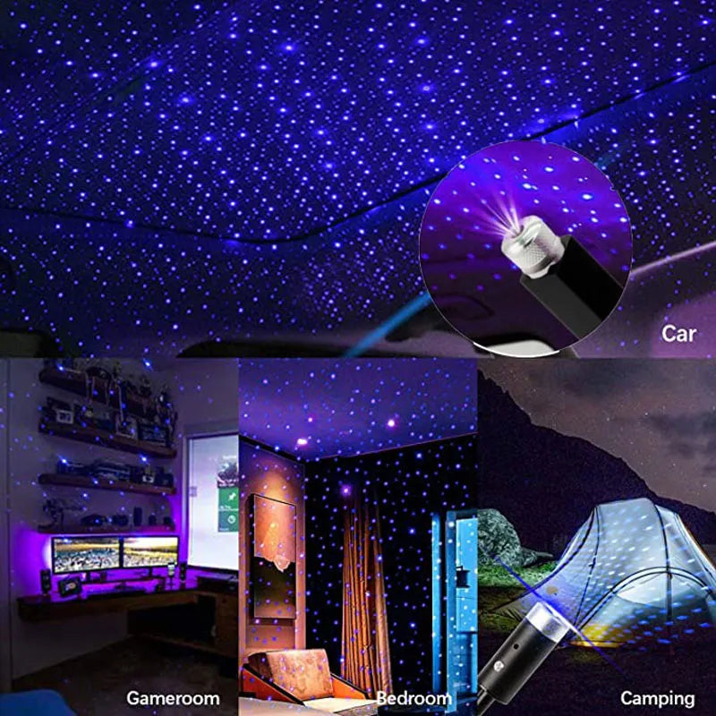 A galaxy-like atmosphere in your car with the USB-powered Romantic LED Car Roof Star Night Light Projector.