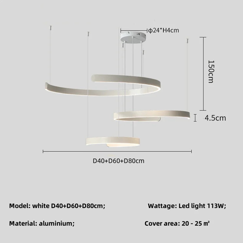 Modern Salon Design Ring Ceiling Chandelier Dining Room Pendant Lamp Bedroom Home LED Lighting Fixtures