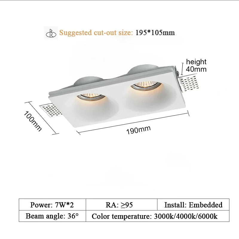 Recessed LED Gypsum Downlight Borderless Zigbee Spotlight Anti-Glare Ceiling Lamp Living Room Bedroom Aisle Embedded Lighting