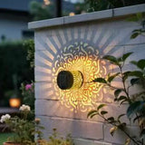 Solar Outdoor Wall & Fence Light - Decorative Metal Garden Lamp for Patio & Stairs