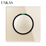 Modern 2-Way Pass Through Light Switch - Gray Glass Panel with LED Indicator