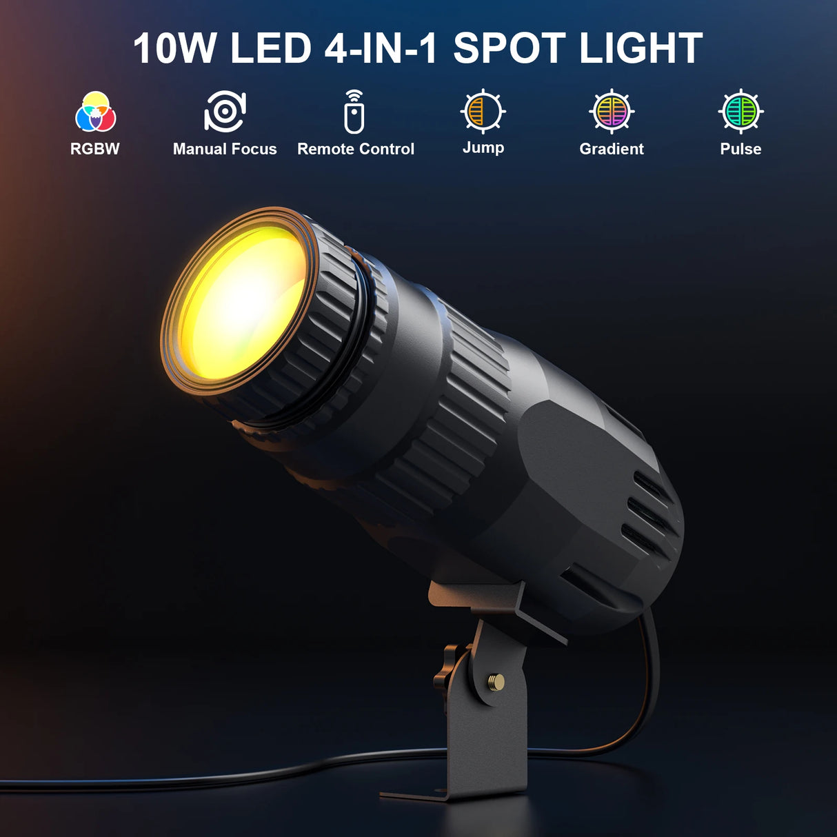 2Pcs 10W LED Mini Spotlight With Remote Manual Focus RGBW Pinspot Stage Light For DJ Disco Bar Club Show Wedding Party