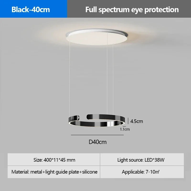 Modern Ring Pendant Lamp Remote Control Dimmable Warm White Eye Protection Led Chandelier Kitchen Island Dining Room