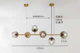 Modern Globe Linear Chandelier 6 Light Milk Glass Chandeliers Pendant Light Fixture Mid Century Sputnik Island Lights