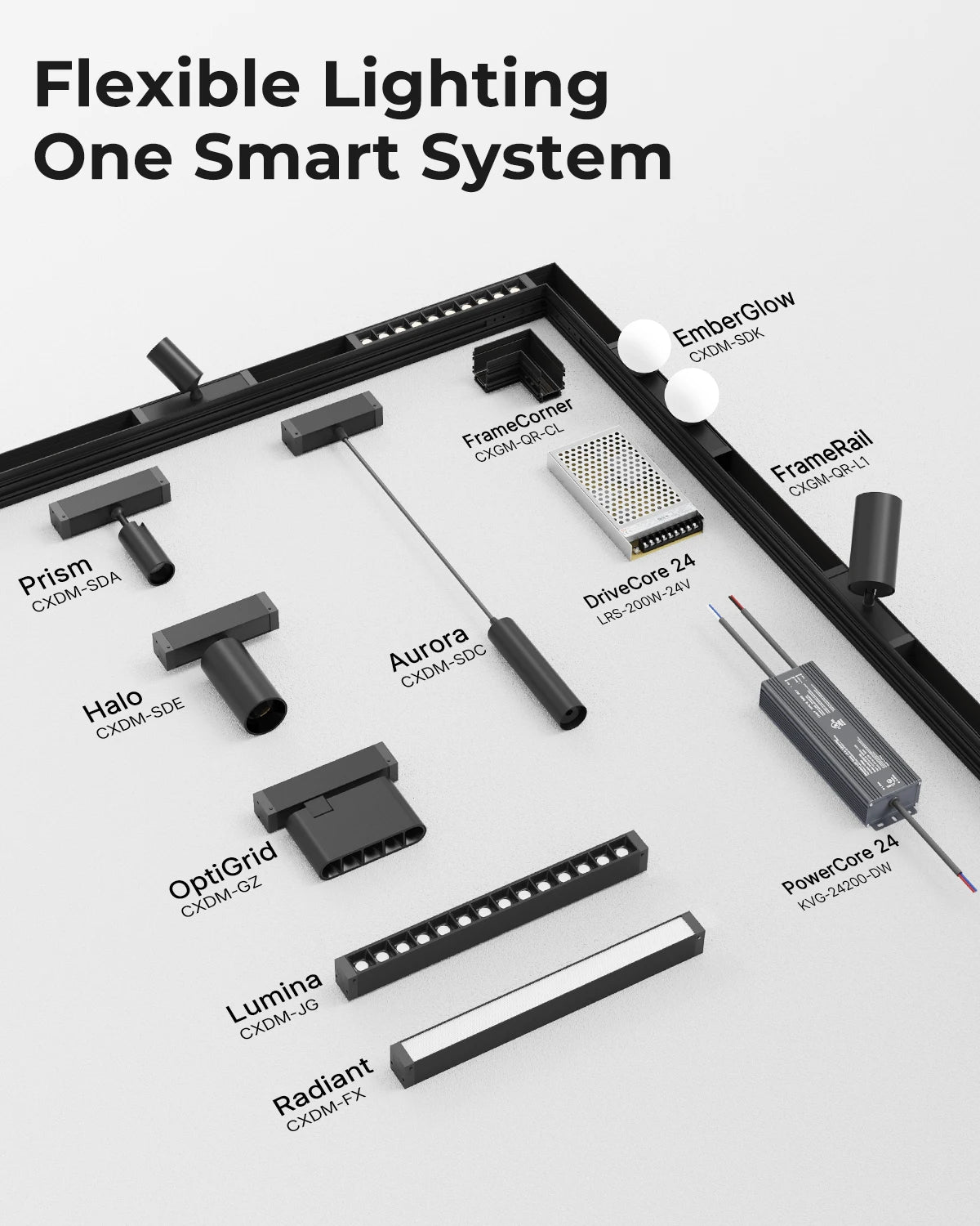Recessed Magnetic Track Lighting 2-Wire DC 24V Track Rail System with LED Magnetic Light Head Kitchen Living Room Office