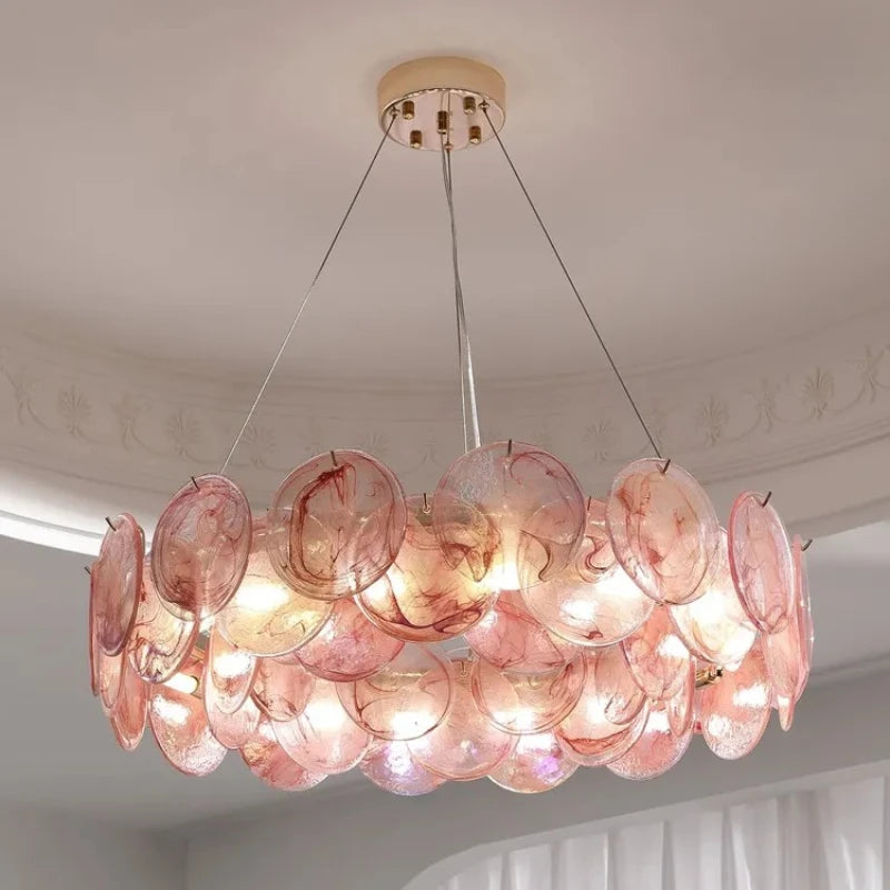 Italian Murano Glass Pendant Chandelier Light (E14 Bulb Base) - Luxury Modern Ceiling Lamp Fixture for Living Room, Dining Room, Bedroom & Restaurant Decor