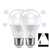 2-Pack E27 12W Radar Motion Sensor LED Bulbs - 220V Auto On Night Light for Hallway & Stairs