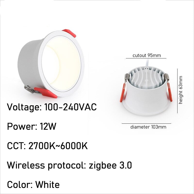 Downlight LED Zigbee Tuya Ceiling Light Dimmable 12W 15W Recessed Led Spot Down Light CW Smart Lamp Work With Alexa Google Home