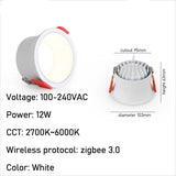 Downlight LED Zigbee Tuya Ceiling Light Dimmable 12W 15W Recessed Led Spot Down Light CW Smart Lamp Work With Alexa Google Home