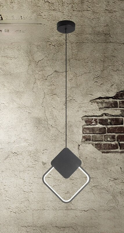 Modern LED Black White Circle Pendant Light Lighting for Bedside Bedroom Living Dining Room Study Hanging Lamp Indoor Decoration