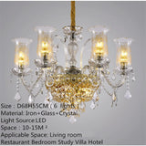 European Luxury Crystal Chandelier LED Living Room Restaurant Bedroom Villa  Hotel Duplex Building Candle Pendent Lamp