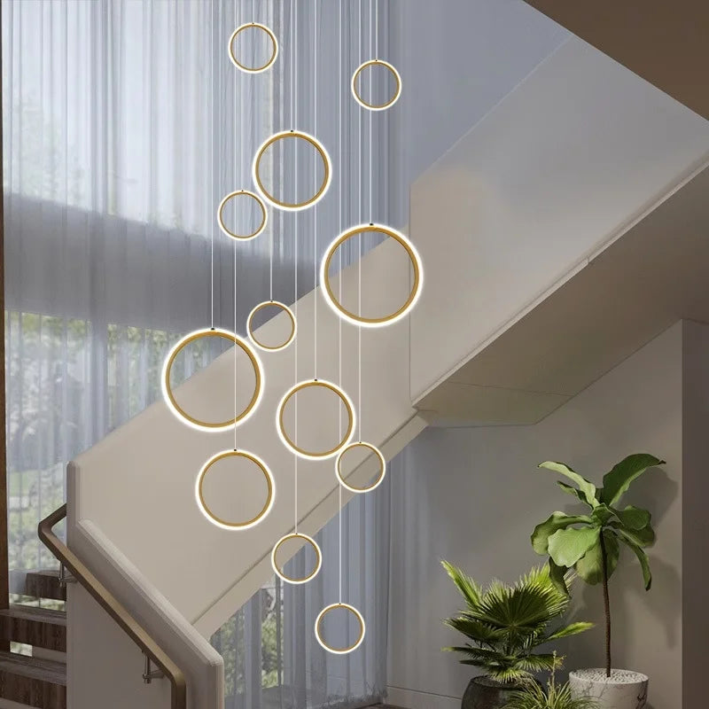 Modern Long Spiral Chandelier - Grand Staircase Pendant Lamp for High Ceilings