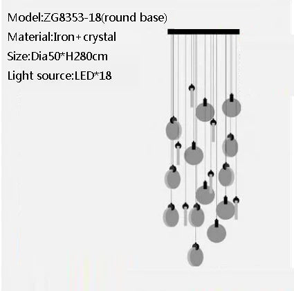 Duplex Staircase Pendant Lamps 2025 New Light Luxury Crystal Revolving Jump Floor Loft Apartment Living Room Long Chandeliers