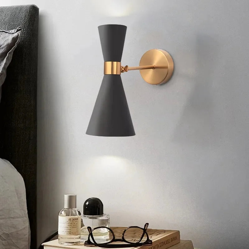 Nordic Minimalist Gold & Black Wall Sconce Lamp - Modern LED Lighting Fixture for Bedroom Bedside, Bathroom, Hallway Aisle & Hotel Decor