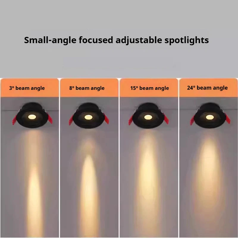 Led Spotlight Small Beam Angle 3 8 15 24 Degree Spot Light Recessed Round Atmosphere Dining Table Ultra-thin White Black 85-265V