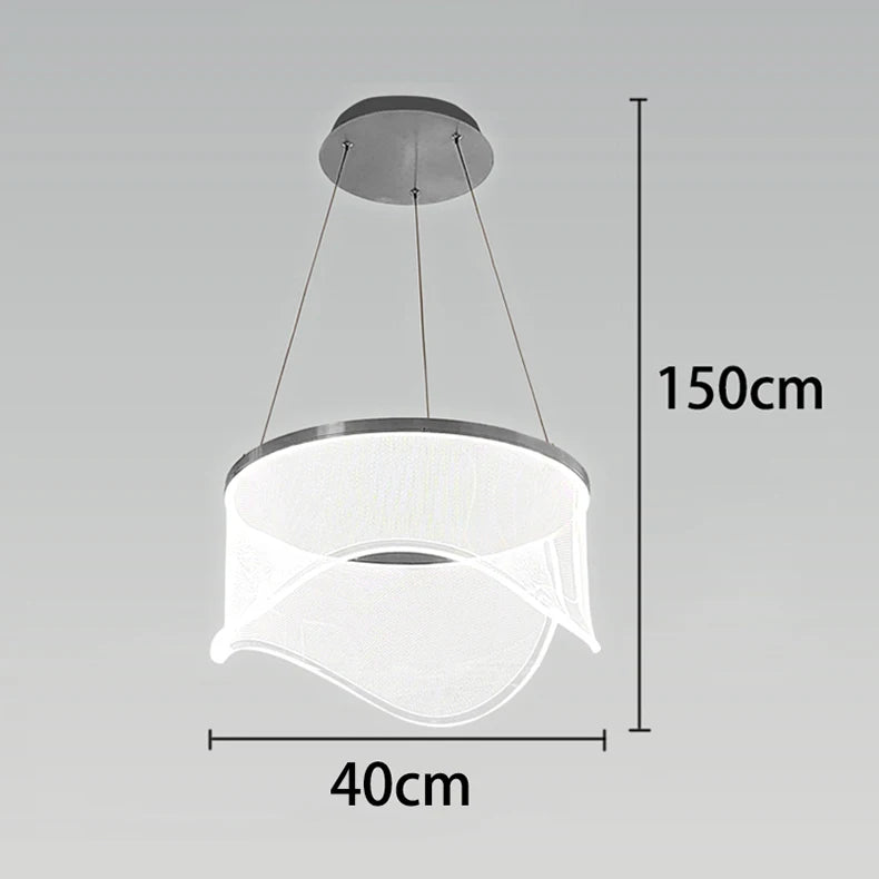 Medieval Bauhaus Luxury Fiberglass Paper Scarf Shape Wedge LED Pendant Light Lustre Lamps for Living Room Decoration Chandeliers