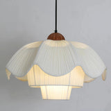 Nordic French Petal Shape Chandelier Simple Romantic Cream Style Lighting for Living Room Master Bedroom Home Decor Elegant