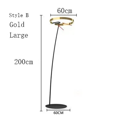 Ring Fishing LED Floor Lamp Golden Long Pole Modern Simple LED Minimalist Light Luxury Designer Vertical Table Lamps Room Decor
